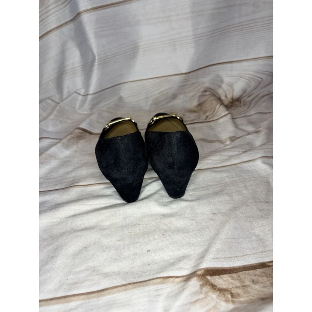 Talbots Black Suede Leather Wedges Horsebit Size‎ 7M Classic Timeless